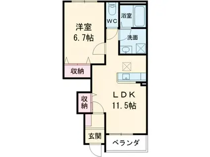 WOOD QUEENII(1LDK/1階)の間取り写真