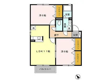 ルミエール A/B(2LDK/2階)の間取り写真