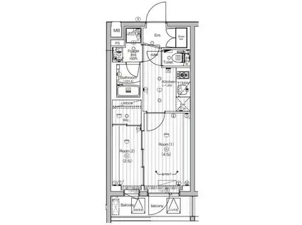 PREMIUM CUBE 世田谷(2K/4階)の間取り写真