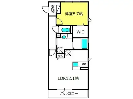 ハピネスII(1LDK/2階)の間取り写真