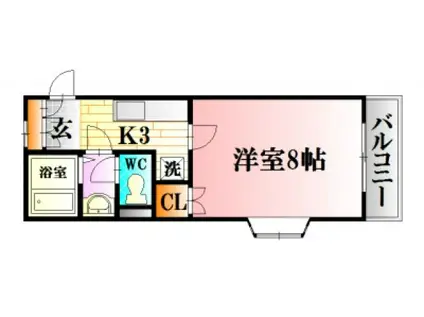 レジデンス増田III(1K/2階)の間取り写真