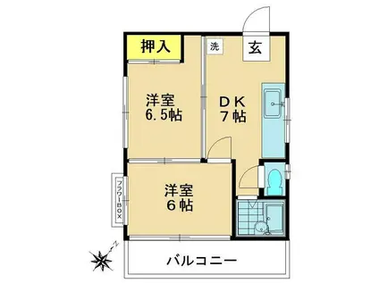 ハイツヤヨイ(2DK/2階)の間取り写真