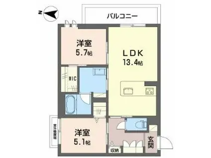 シャーメゾン ジー コート ホウゼンジ(2LDK/3階)の間取り写真