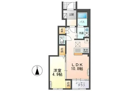 メゾンド・ソレイユ(1LDK/1階)の間取り写真