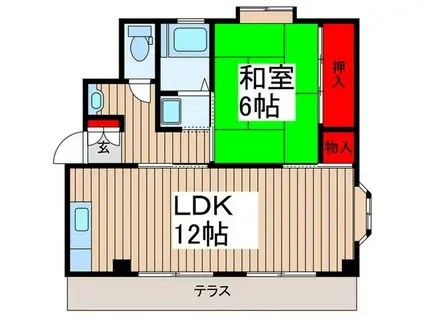 ペントハウス(1LDK/1階)の間取り写真