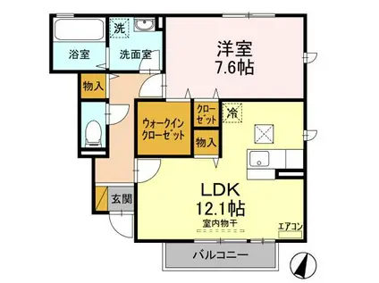 アルブルコート II(1LDK/1階)の間取り写真