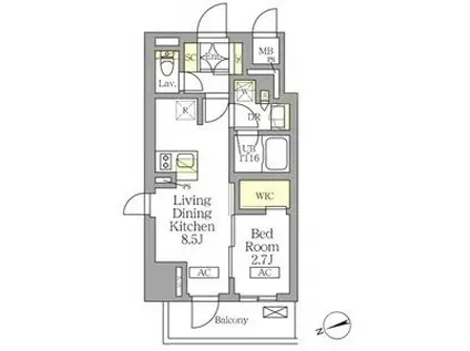 テラス北千住(1LDK/3階)の間取り写真
