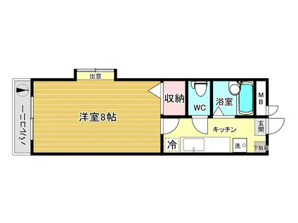 ピアレス七隈(1K/2階)の間取り写真