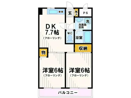 グランドール関田(2DK/1階)の間取り写真