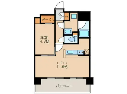 ネストピア博多グランドステージ(1LDK/9階)の間取り写真