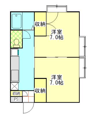 パステル拾壱番館(2K/2階)の間取り写真