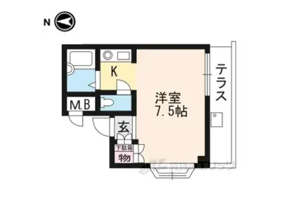 ローズコーポ瀬田Ⅱ(ワンルーム/1階)の間取り写真