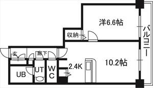 PRIME URBAN札幌 RIVER FRONT(1LDK/10階)の間取り写真