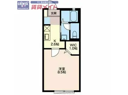 メゾンアズール(1K/1階)の間取り写真