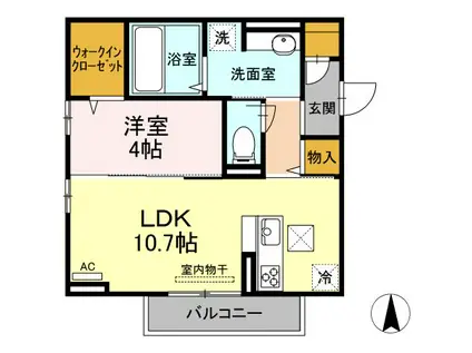 フェリエIII(1LDK/1階)の間取り写真