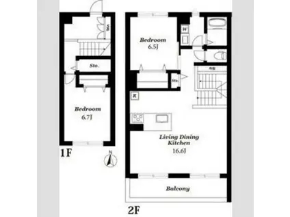 風香花京院(2LDK/2階)の間取り写真