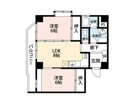 ガーデンハウス本千葉(2LDK/4階)の間取り写真