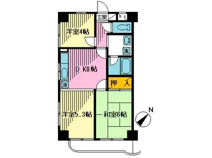グレイスマンション(2SDK/2階)の間取り写真