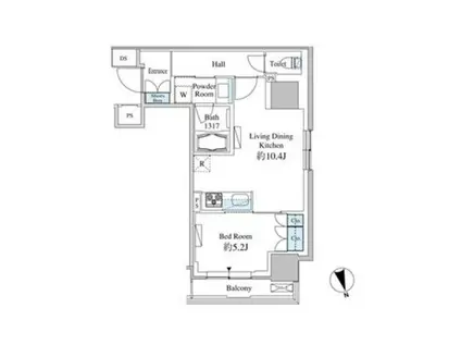 ベルファース芝浦タワー(1LDK/9階)の間取り写真