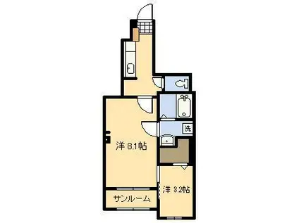 バレンティーノ 46(1K/1階)の間取り写真