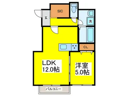 ハウスモメゾン大浜 B(1LDK/1階)の間取り写真