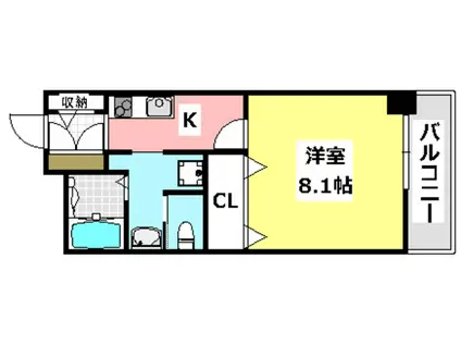 クレール南茨木(1K/6階)の間取り写真