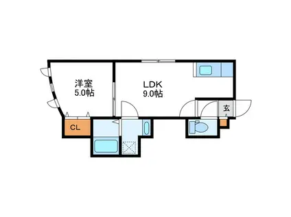 MANA TWO マナツー(1LDK/2階)の間取り写真