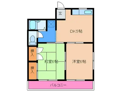 ラヴィーヌ古賀I(2DK/1階)の間取り写真