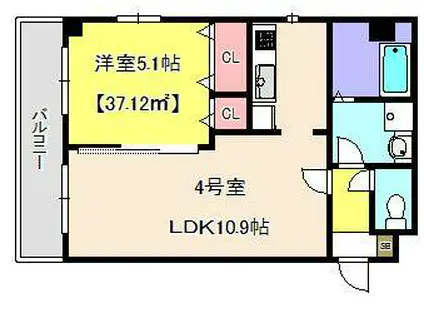 RIRIA幕張壱番館(1LDK/4階)の間取り写真