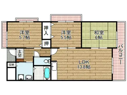 ヴァーサ21(3LDK/4階)の間取り写真