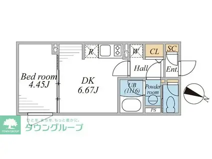 LEGALAND桜新町(1DK/2階)の間取り写真
