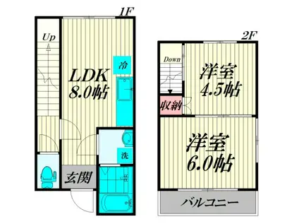 池上3丁目庭のある家(2LDK/2階)の間取り写真