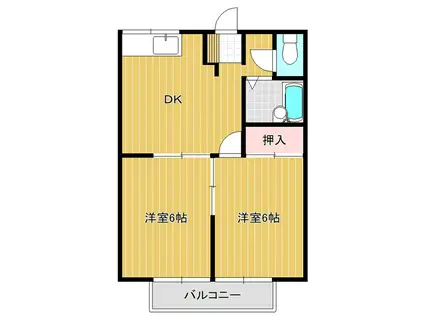 エステートピア若葉4番館(2DK/1階)の間取り写真