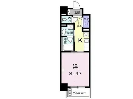 クラール花ノ宮(1K/6階)の間取り写真