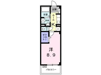 ラ・フォート(1K/2階)の間取り写真