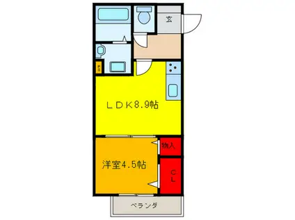 FOUR SEASONS御厨(1LDK/3階)の間取り写真