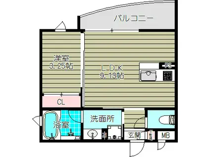 ヴィラ豊郷(1LDK/3階)の間取り写真