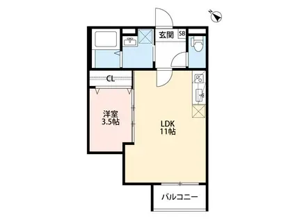 エリシオン大物町(1LDK/3階)の間取り写真