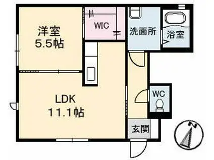 ヴィラグレイス 2番館(1LDK/1階)の間取り写真