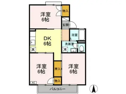 サンハイツ(3DK/2階)の間取り写真