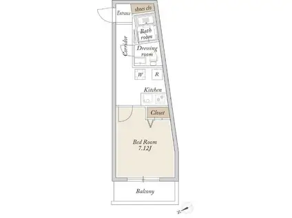 LA DOUCEUR赤塚(1K/B1階)の間取り写真