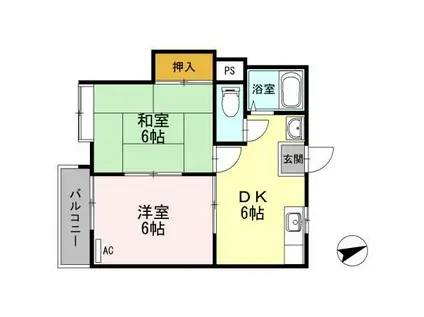 ファーストインプライムハウス I(2DK/2階)の間取り写真