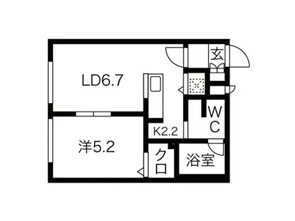 ブランノワールDECO(1LDK/1階)の間取り写真
