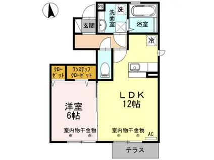 セジュール・エーA(1LDK/1階)の間取り写真