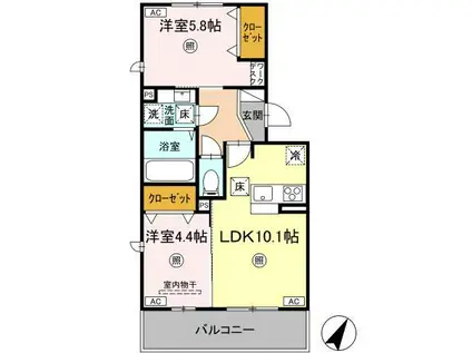シャルム宇土(2LDK/1階)の間取り写真