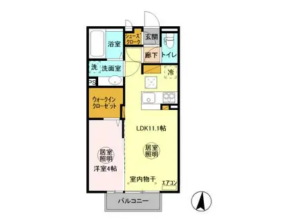 グランマーレMITO F(1LDK/1階)の間取り写真