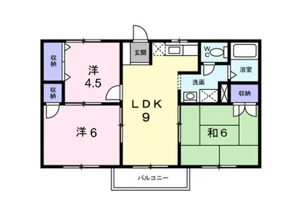 シリウスB棟(2LDK/2階)の間取り写真