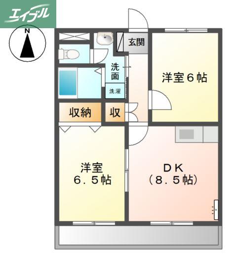 ライツェントプラッツ(2DK/1階)の間取り写真