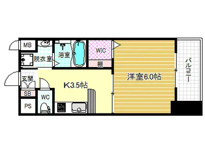 エステムプラザ梅田・扇町公園パークランド(1K/4階)の間取り写真