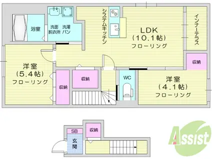 ソレイユⅡ(2LDK/2階)の間取り写真